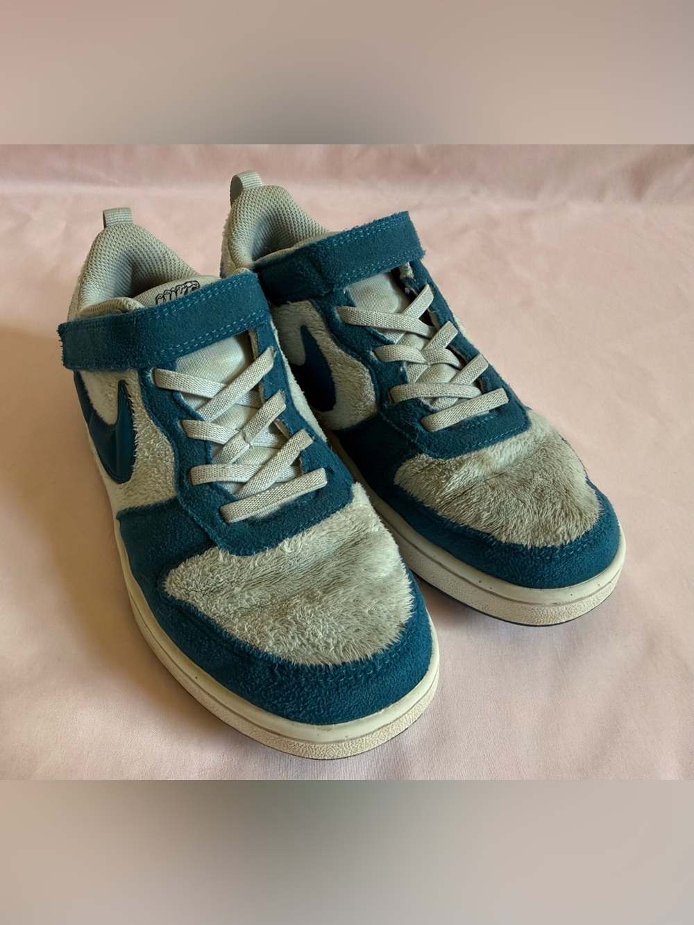 Nike Teal and Light Blue Athletic Sneakers - Casual Velcro Lace Shoes-2Y